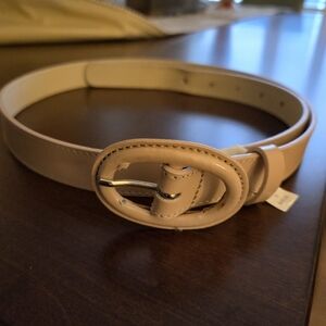 Talbots NWT Womens 1" Leather Belt Blush/Beige Color Size M